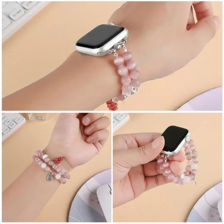 캣 아이스톤 비즈 팔찌 시계줄, Apple Watch 46mm / 49mm / 45mm / 44mm용, Apple Watch 42mm / 41mm / 40mm / 38mm용
