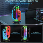 JYS NS2318 4 in 1 게임 컨트롤러 충전 도크 RGB 라이트 포함, 닌텐도 스위치 1 / 2용, JYS-NS2318
