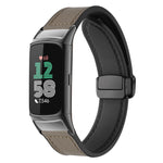xDfind Crazy Horse Pattern Silicone Skin Magnetic Buckle Watch Band, For Fitbit Charge 5 / Charge 6