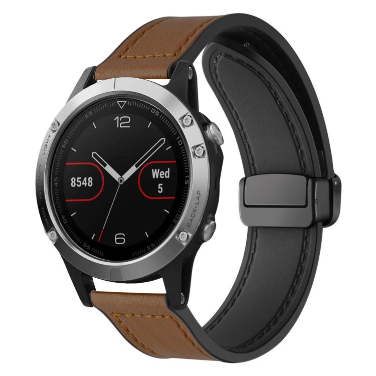 xDfind Crazy Horse Pattern Silicone Skin Magnetic Buckle Watch Band, For Garmin Fenix 8 / 7X / 6X / 5X 26mm, For Garmin Fenix 8 / 7 / 6 / 5 22mm