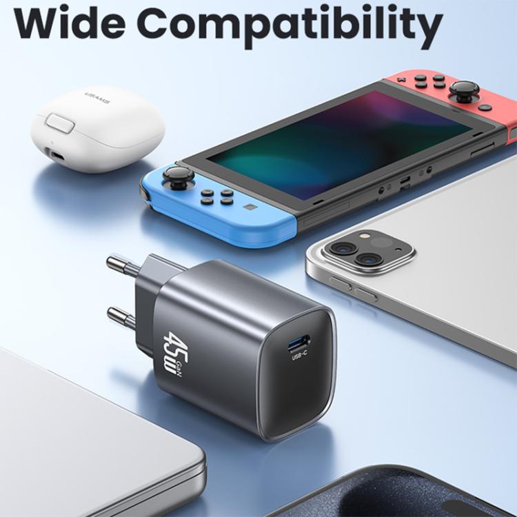 USAMS CC323 T66 45W USB-C / Type-C GaN 고속 충전기, EU 플러그, CC323