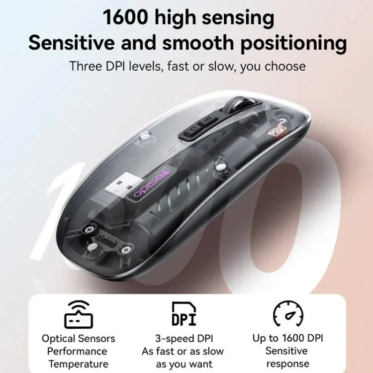 Yesido KB29 투명 블루투스 듀얼 모드 무선 마우스, KB29 (화이트), KB29 (블랙)