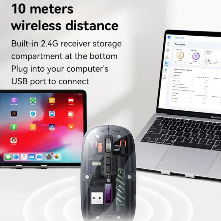 Yesido KB29 투명 블루투스 듀얼 모드 무선 마우스, KB29 (화이트), KB29 (블랙)
