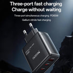 Yesido YC144C 65W 3포트 고속 충전기 1m 타입-C 케이블 포함, YC144C