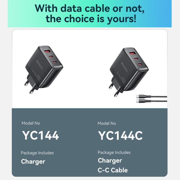 Yesido YC144 65W 3포트 고속 충전기, YC144