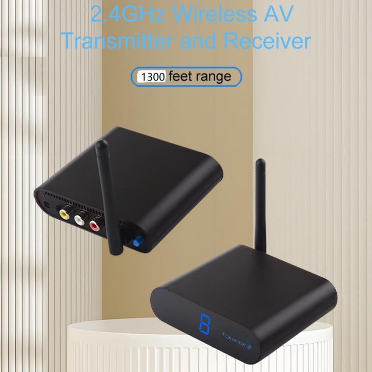 Measy AV240 2.4GHz 무선 오디오/비디오 송수신기 적외선 리턴 기능 포함, 거리: 400m, AV240 블랙