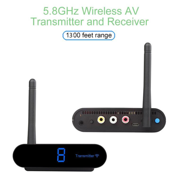 Measy AV540 5.8GHz 무선 오디오/비디오 송수신기 적외선 리턴 기능 포함, 거리: 400m, AV540 블랙