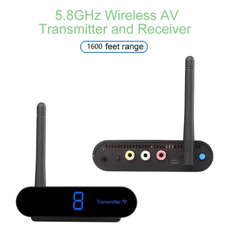 Measy AV550 5.8GHz 무선 오디오/비디오 송수신기 적외선 리턴 기능 포함, 거리: 500m, AV550 블랙
