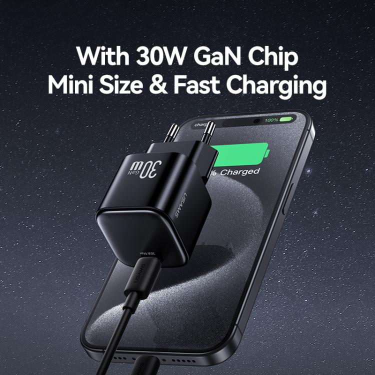 USAMS CC262 30W GaN USB-C / 타입-C 포트 미니 고속 충전기, EU 플러그