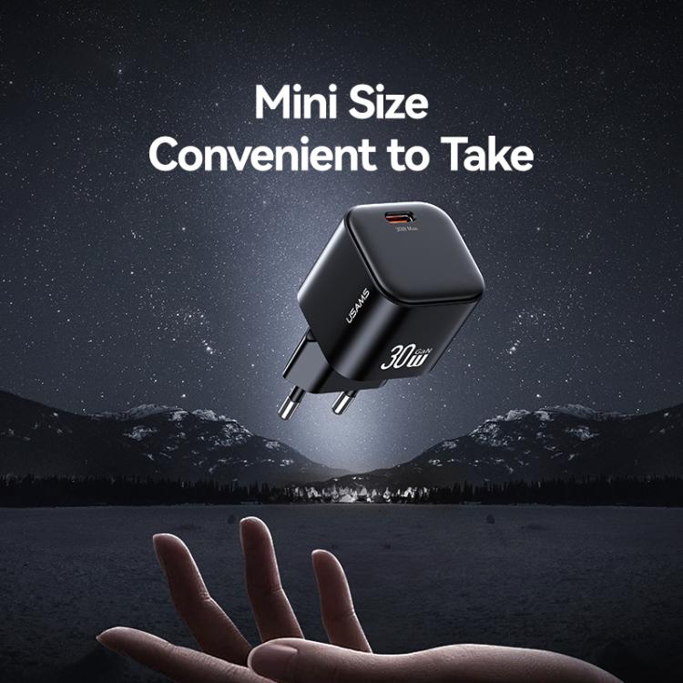 USAMS CC262 30W GaN USB-C / 타입-C 포트 미니 고속 충전기, EU 플러그