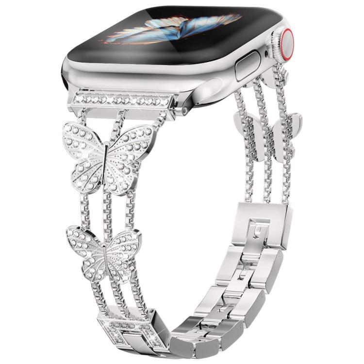 xDfind Butterfly-shaped Diamond Metal Watch Band, For Apple Watch 42 / 44 / 45 / 46 / 49mm, For Apple Watch 38 / 40 / 41 / S10 42mm