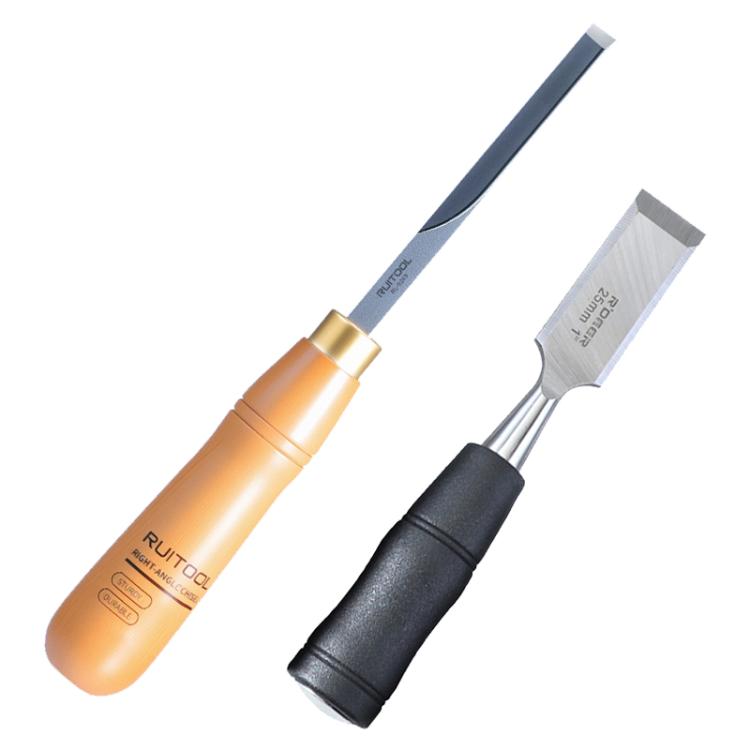 RUITOOL 두드릴 수 있는 관통 손잡이 목공 끌 슬롯 끌 조각 도구, 직각 끌, 직각+평면 끌