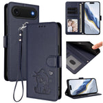엠보싱 하트 고양이 가죽 휴대폰 케이스 손 스트랩 포함, 아이폰 에어용, 아이폰 16 프로 맥스용, 아이폰 16 프로용, 아이폰 16 플러스용