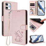 엠보싱 하트 고양이 가죽 휴대폰 케이스와 손 스트랩, iPhone 11 Pro Max용, iPhone 11용, iPhone 11 Pro용, iPhone X / XS용