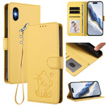 엠보싱 하트 고양이 가죽 휴대폰 케이스와 손 스트랩, iPhone XR용, iPhone XS Max용, iPhone 7 Plus / 8 Plus용
