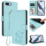 엠보싱 하트 고양이 가죽 휴대폰 케이스와 손 스트랩, iPhone XR용, iPhone XS Max용, iPhone 7 Plus / 8 Plus용