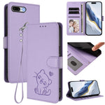 엠보싱 하트 고양이 가죽 휴대폰 케이스와 손 스트랩, iPhone XR용, iPhone XS Max용, iPhone 7 Plus / 8 Plus용