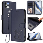 엠보싱 하트 고양이 가죽 휴대폰 케이스와 손 스트랩, iPhone 11 Pro Max용, iPhone 11용, iPhone 11 Pro용, iPhone X / XS용