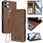 엠보싱 하트 고양이 가죽 휴대폰 케이스와 손 스트랩, iPhone 11 Pro Max용, iPhone 11용, iPhone 11 Pro용, iPhone X / XS용