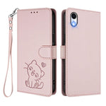 엠보싱 하트 고양이 가죽 휴대폰 케이스와 손 스트랩, iPhone XR용, iPhone XS Max용, iPhone 7 Plus / 8 Plus용
