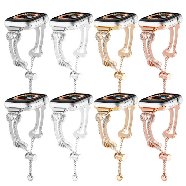 본 체인 모양 다이아몬드 메탈 시계줄, 애플 워치 46mm / 49mm / 45mm / 44mm용, 애플 워치 42mm / 41mm / 40mm / 38mm용