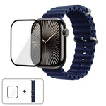 3D 곡면 필름이 적용된 오션 실리콘 시계줄, 애플 워치 시리즈 41mm용, 애플 워치 시리즈 38mm용, 애플 워치 시리즈 42mm용
