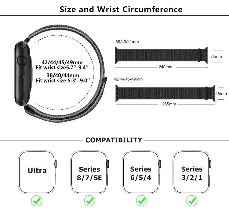 기본 나일론 루프 시계줄과 3D 곡면 필름, 애플 워치 시리즈 41mm용, 애플 워치 시리즈 38mm용, 애플 워치 시리즈 42mm용