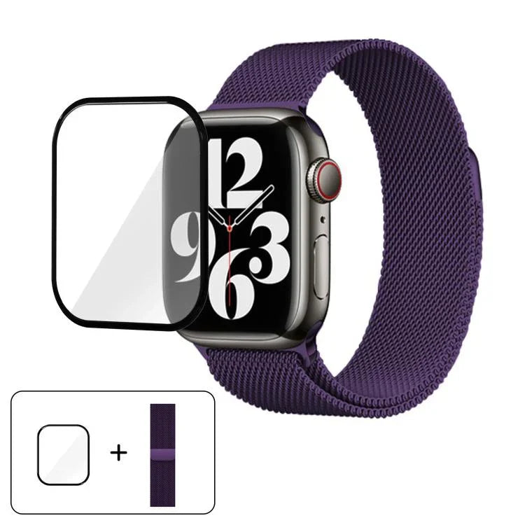 Milanese Stainless Steel Watch Band with 3D Curved Film, For Apple Watch Series 10 46mm, For Apple Watch Series 10 42mm, For Apple Watch Series 44mm