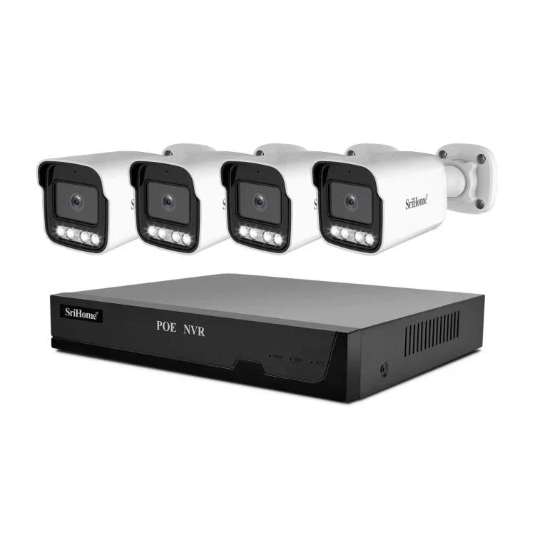 SriHome NVS005-POE065 3MP HD 4채널 POE 카메라 네트워크 비디오 녹화기 키트, 3MP 4채널