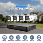 SriHome NVS005-POE065 3MP HD 4채널 POE 카메라 네트워크 비디오 녹화기 키트, 3MP 4채널
