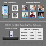 SriHome NVS005-POE065 3MP HD 4채널 POE 카메라 네트워크 비디오 녹화기 키트, 3MP 4채널
