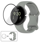 3D 곡면 필름이 있는 버터플라이 버클 실리콘 시계 밴드, Google Pixel Watch 3 45mm용, Google Pixel Watch 3 41mm용, Google Pixel Watch 2용, Google Pixel Watch용