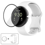 3D 곡면 필름이 있는 버터플라이 버클 실리콘 시계 밴드, Google Pixel Watch 3 45mm용, Google Pixel Watch 3 41mm용, Google Pixel Watch 2용, Google Pixel Watch용