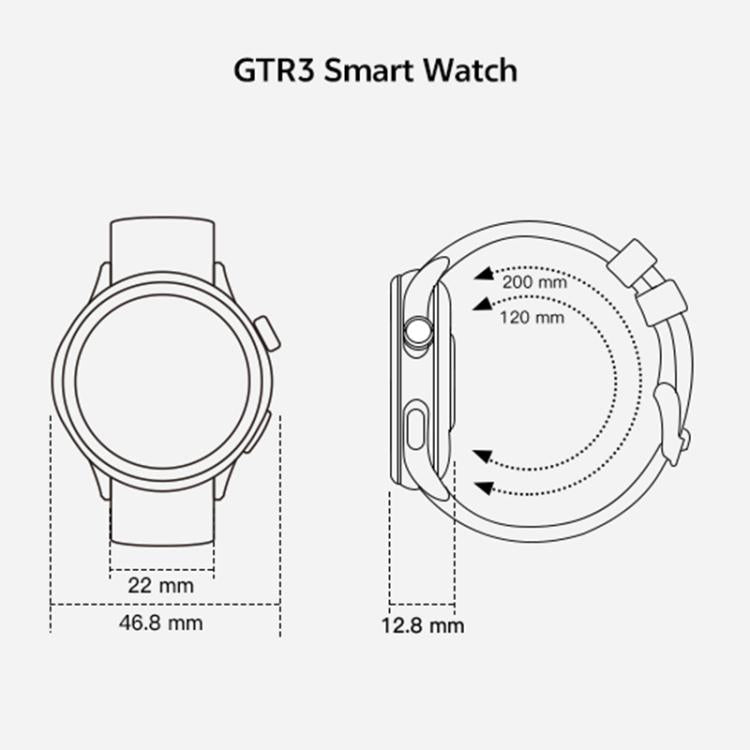 GTR3 1.43인치 AMOLED 화면 피트니스 트래커 스마트워치, 심박수 모니터링 지원