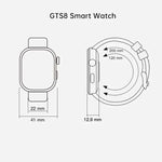 GTS8 1.95인치 AMOLED 화면 피트니스 트래커 스마트워치, 심박수 모니터링 지원