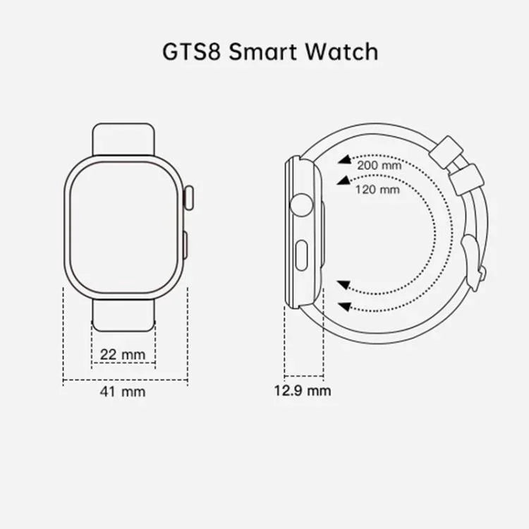 GTS8 1.95인치 AMOLED 화면 피트니스 트래커 스마트워치, 심박수 모니터링 지원