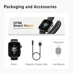 GTS8 1.95인치 AMOLED 화면 피트니스 트래커 스마트워치, 심박수 모니터링 지원