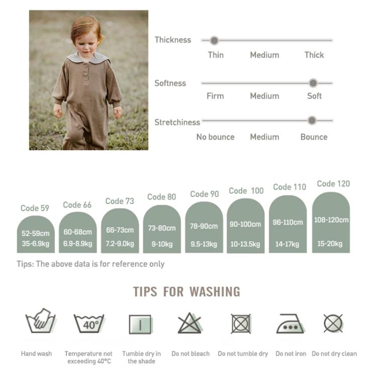Benzdeer Crawling Clothes Toddler Long Sleeve Jumpsuit, 66cm, 73cm, 80cm, 90cm