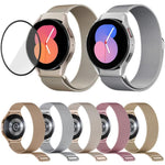 밀라노 마그네틱 스테인리스 스틸 시계 밴드 3D 커브드 필름 포함, Samsung Galaxy Watch6 Classic 43mm용, Samsung Galaxy Watch5 44mm용, Samsung Galaxy Watch5 Pro 45mm용, Samsung Galaxy Watch5 40mm용, Samsung Galaxy Watch4 44mm용