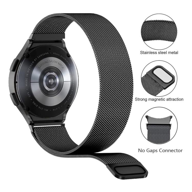 밀라노 마그네틱 스테인리스 스틸 시계 밴드 3D 커브드 필름 포함, Samsung Galaxy Watch6 Classic 43mm용, Samsung Galaxy Watch5 44mm용, Samsung Galaxy Watch5 Pro 45mm용, Samsung Galaxy Watch5 40mm용, Samsung Galaxy Watch4 44mm용
