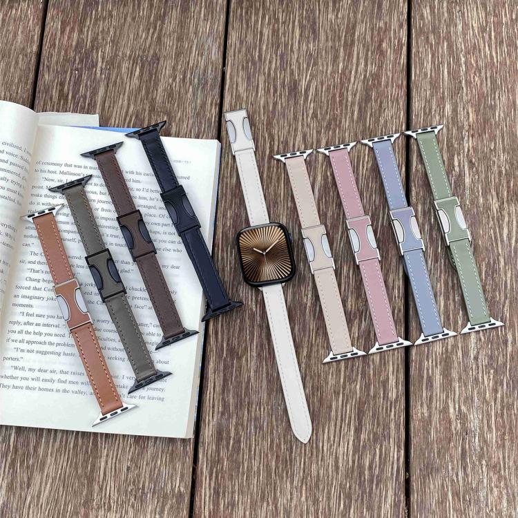 자석 버클 14mm 무지 천연 가죽 시계줄, 애플 워치 46mm / 49mm / 45mm / 44mm용, 애플 워치 42mm / 41mm / 40mm / 38mm용