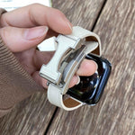 자석 버클 14mm 무지 천연 가죽 시계줄, 애플 워치 46mm / 49mm / 45mm / 44mm용, 애플 워치 42mm / 41mm / 40mm / 38mm용