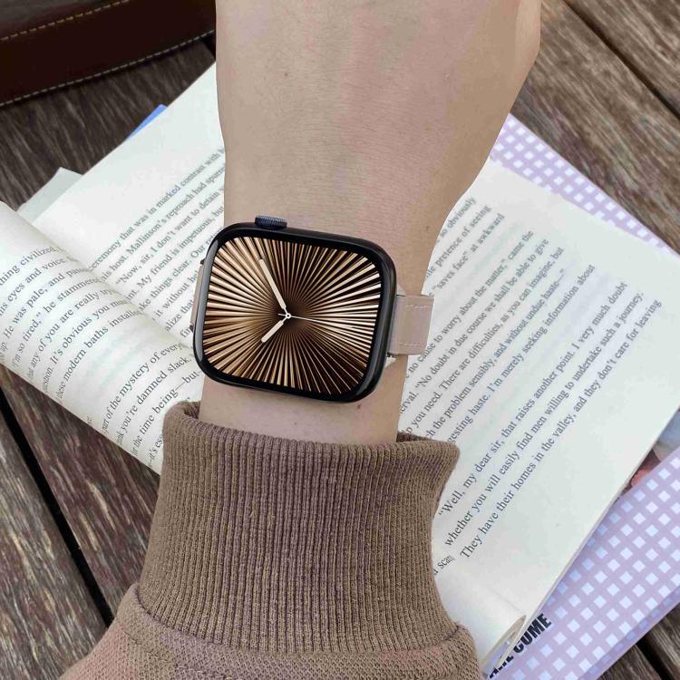 자석 버클 14mm 무지 천연 가죽 시계줄, 애플 워치 46mm / 49mm / 45mm / 44mm용, 애플 워치 42mm / 41mm / 40mm / 38mm용