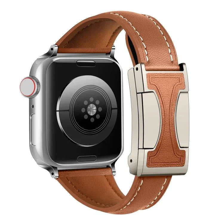 자석 버클 소형 허리 무지 천연 가죽 시계줄, 애플 워치 46mm / 49mm / 45mm / 44mm용, 애플 워치 42mm / 41mm / 40mm / 38mm용
