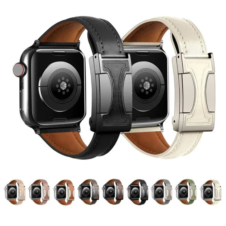 자석 버클 소형 허리 무지 천연 가죽 시계줄, 애플 워치 46mm / 49mm / 45mm / 44mm용, 애플 워치 42mm / 41mm / 40mm / 38mm용
