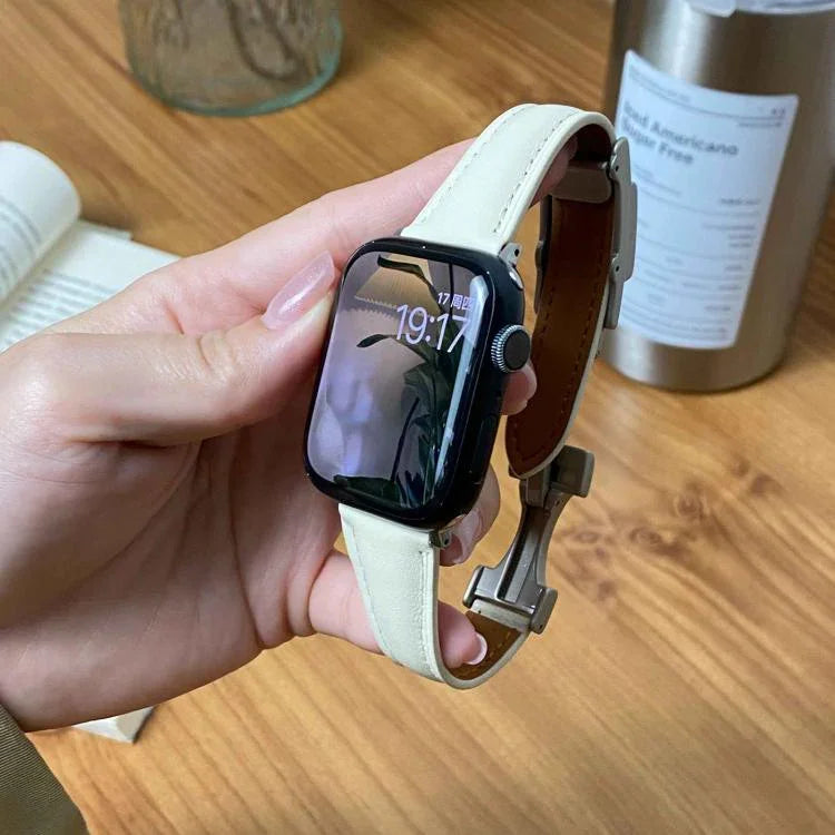 자석 버클 소형 허리 무지 천연 가죽 시계줄, 애플 워치 46mm / 49mm / 45mm / 44mm용, 애플 워치 42mm / 41mm / 40mm / 38mm용