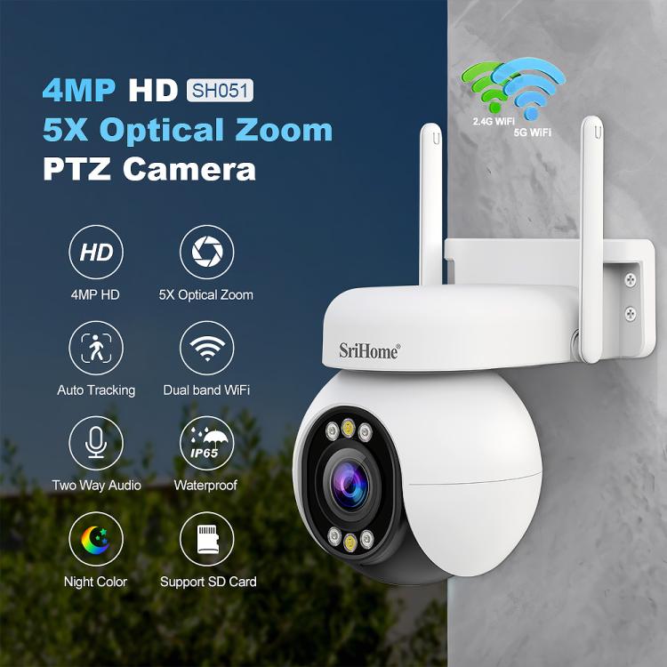 Srihome SH051 4MP 5배 광학 줌 PTZ HD 카메라, SH051