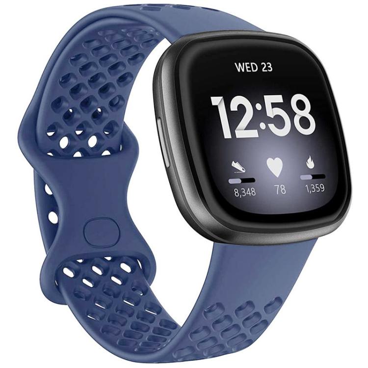 xDfind Breathable Holes Solid Color Silicone Watch Band For Fitbit Versa 3 / Sense, S, L