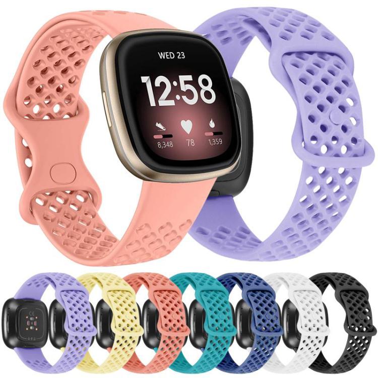 xDfind Breathable Holes Solid Color Silicone Watch Band For Fitbit Versa 3 / Sense, S, L