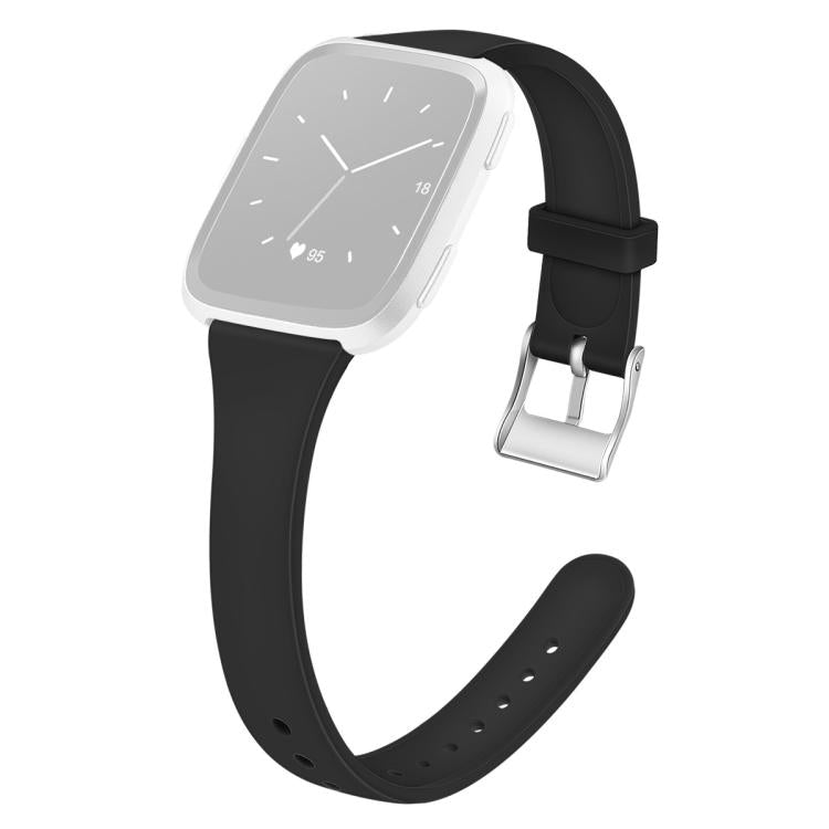 For Fitbit Versa 2 / Versa / Versa Lite xDfind Silver Buckle Slim Solid Color Silicone Watch Band, S, L
